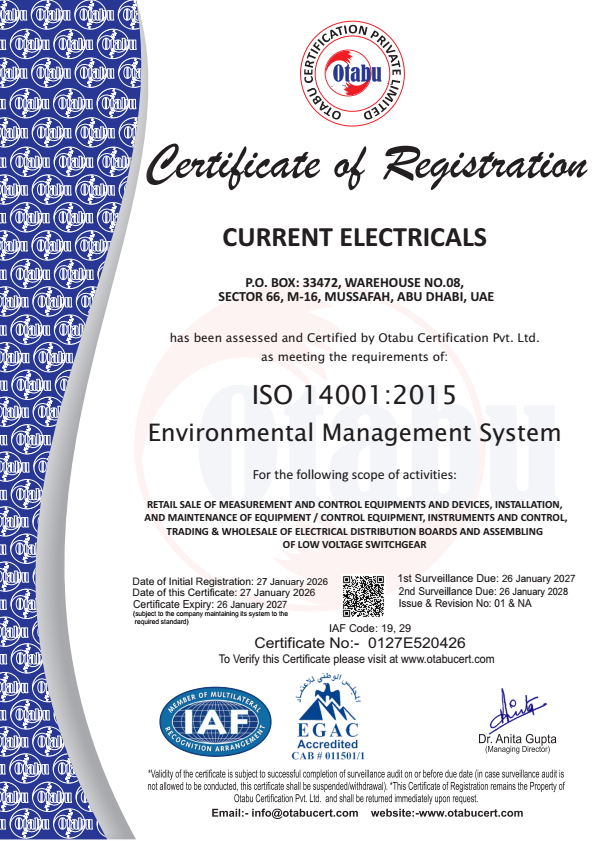 ISO EMS CURRENT ELECTRICALS