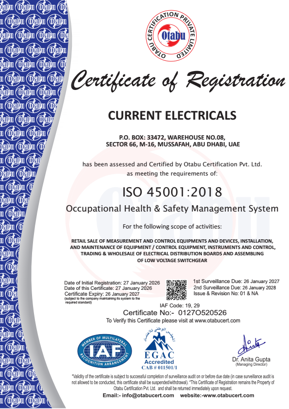 ISO OHSMS CURRENT ELECTRICALS